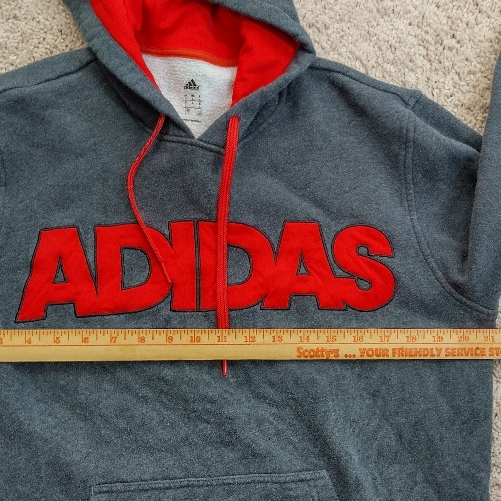 ADIDAS Big Lettering Pullover Hoodie Adult Size Large With Insulation Hipster